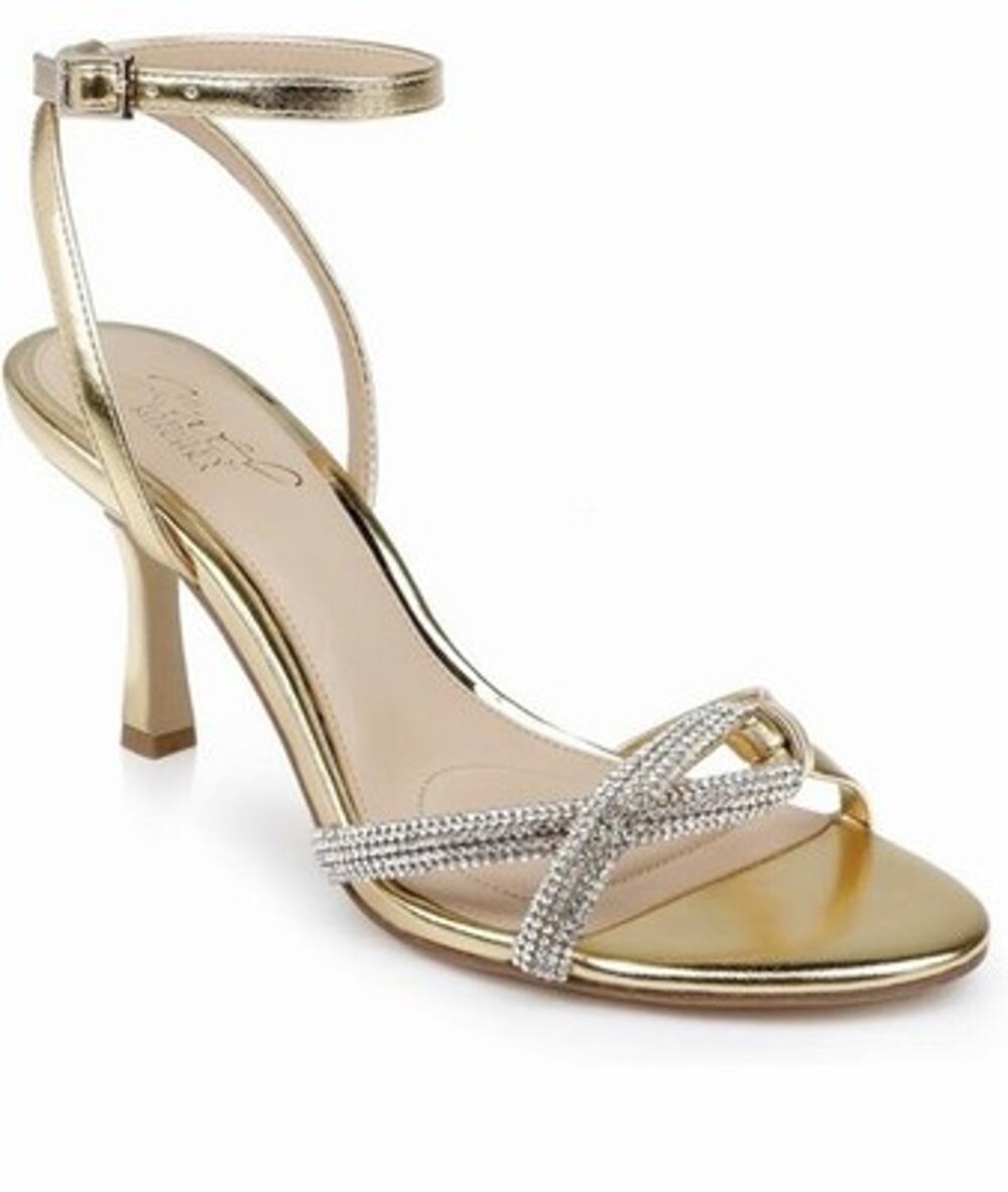 Jewel Badgley Mischka Fiji Mid Stiletto Heel Sandals Gold Women’s 8.5